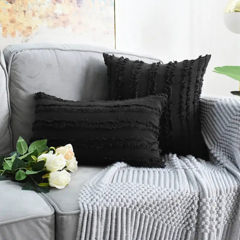 DecorBites™ Boho Chic Tassel Striped Pillow Covers for Home Decor