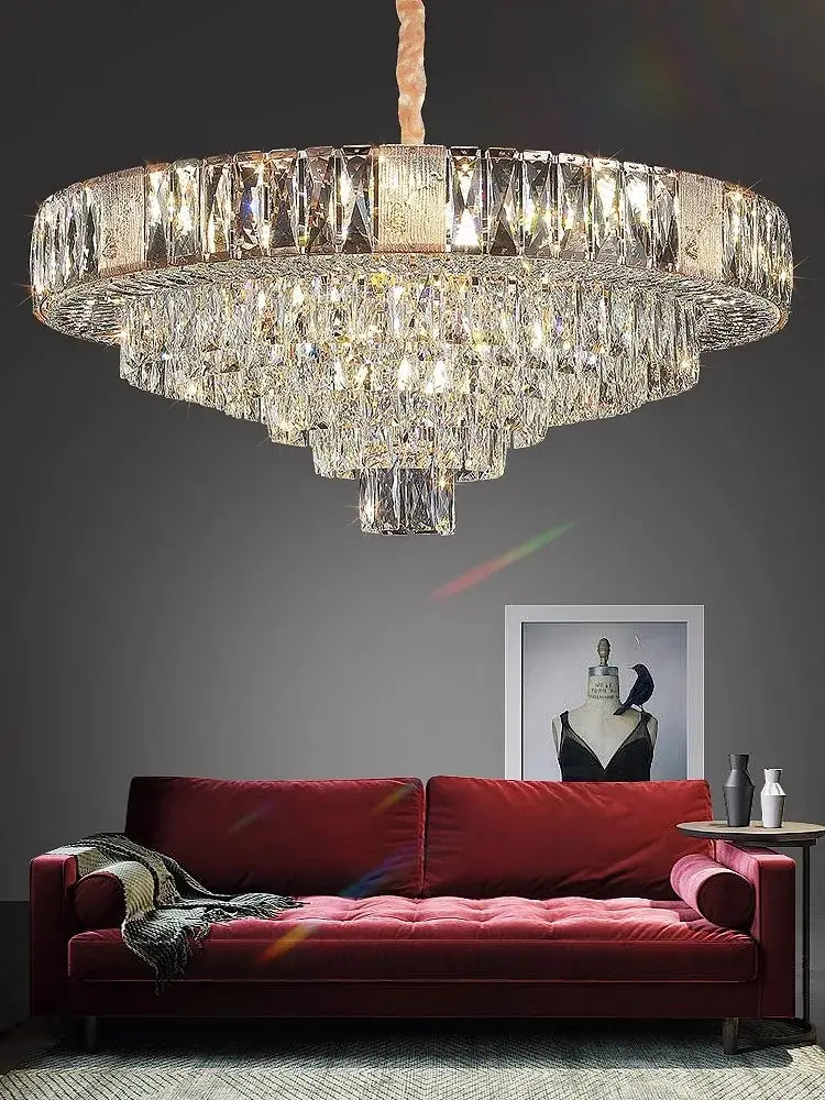 Brass multi tiered decorbites crystal ceiling chandelier living room