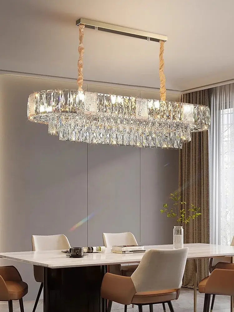 Brass multi tiered decorbites crystal ceiling chandelier living room