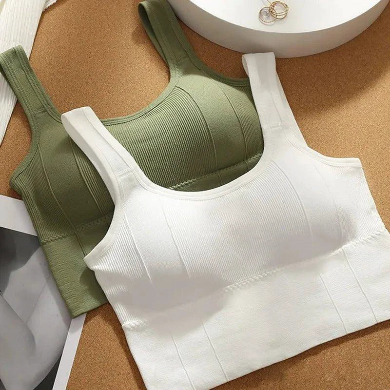 Mandotos Breathable Sports Bra Women Seamless Yoga Top Shockproof Crop Push Up Gym Workout