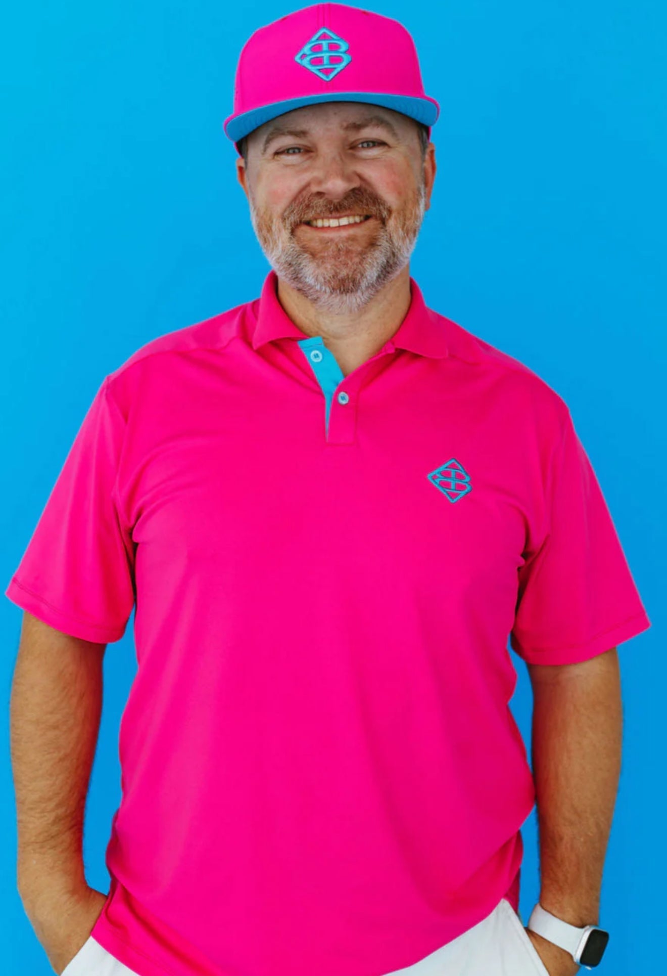 Brianna Cannon - BC Men’s Hot Pink and Turquoise Golf Polo