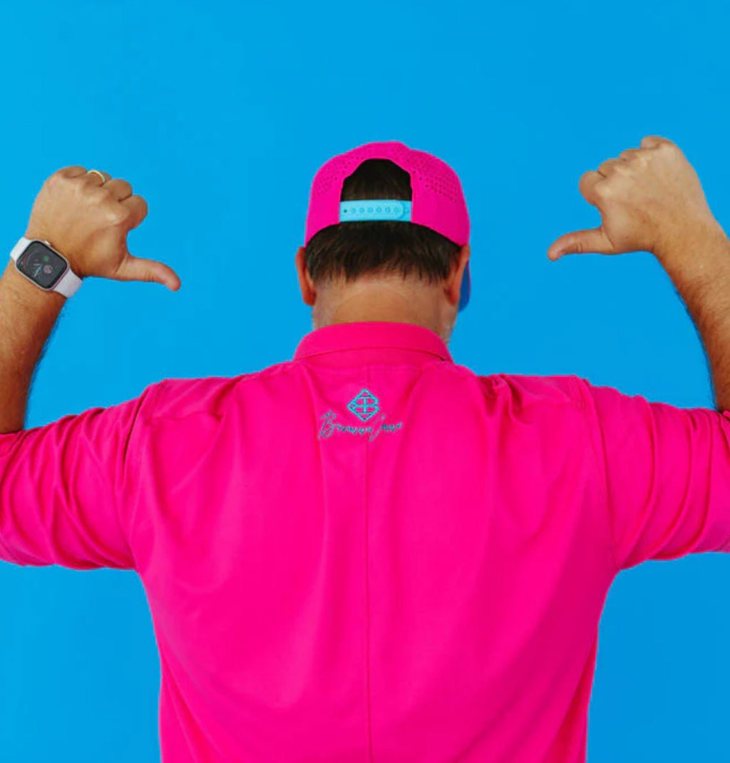 Brianna Cannon - BC Men’s Hot Pink and Turquoise Golf Polo