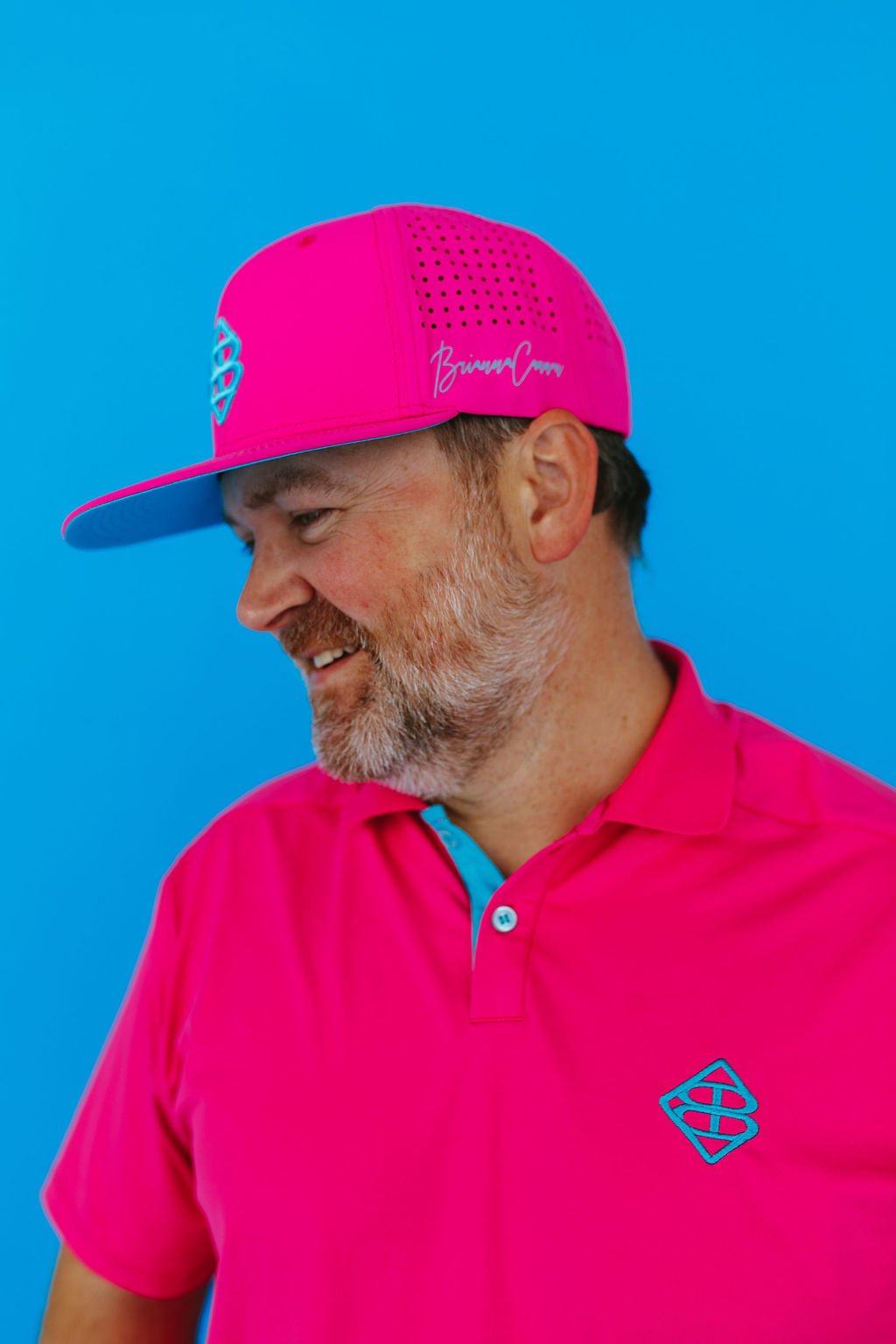 Brianna Cannon - BC Men’s Hot Pink and Turquoise Golf Polo