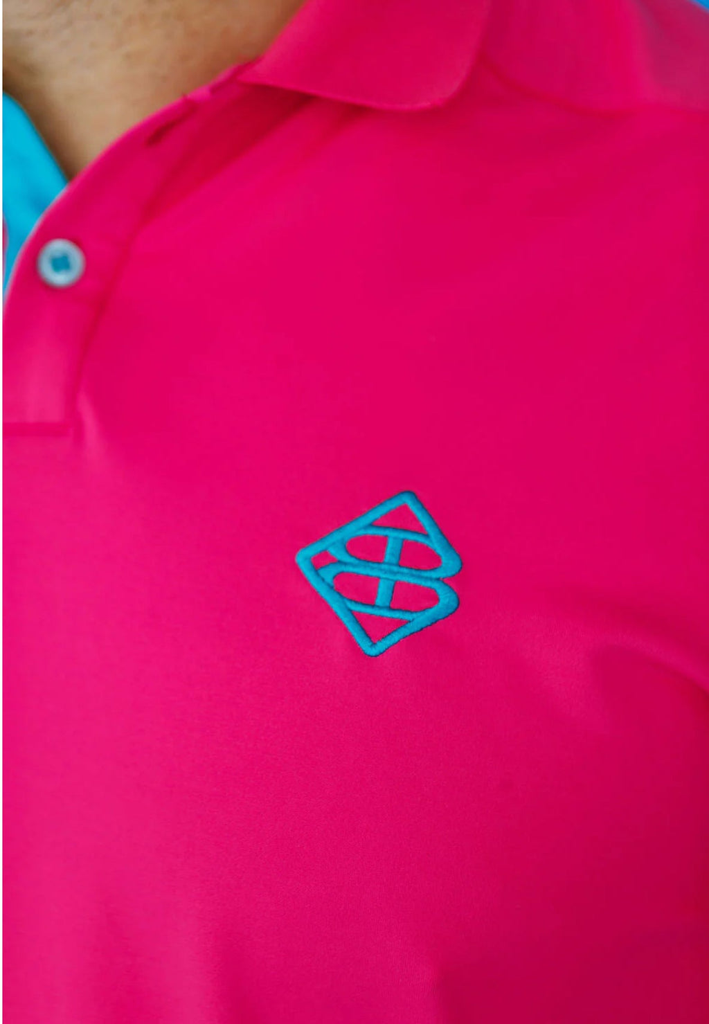 Brianna Cannon - BC Men’s Hot Pink and Turquoise Golf Polo