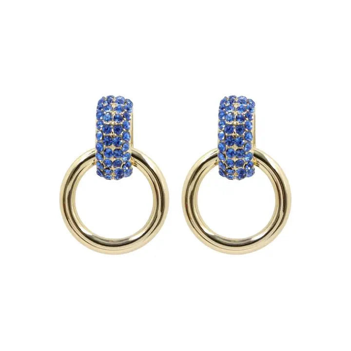Brianna Cannon - Blue Crystal & Gold Knocker Earrings