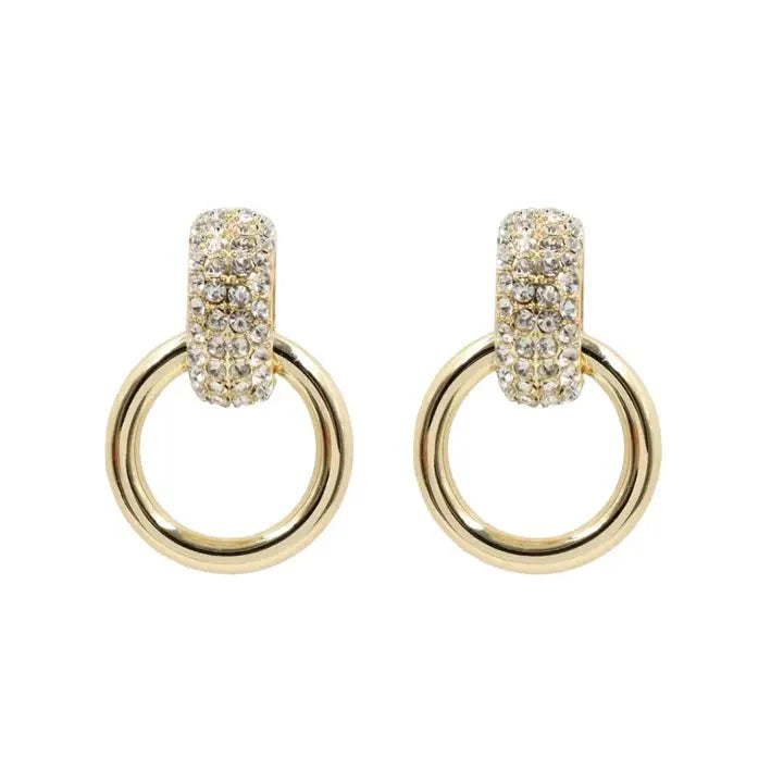 Brianna Cannon - Clear Crystal & Gold Knocker Earrings
