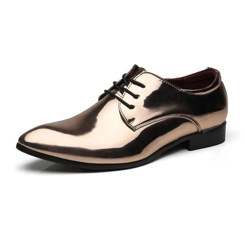 Mandotos Metallic Rose Gold Mens Dress Shoes Formal Office Footwear Classic Silhouette