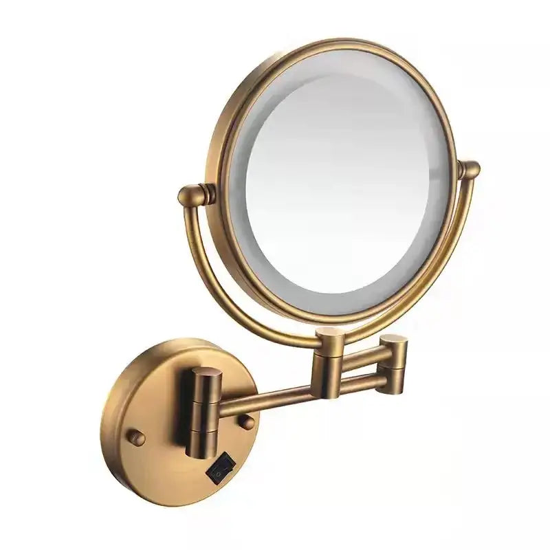 Bronze brass wall mounted led makeup mirror bathroom magnifying light