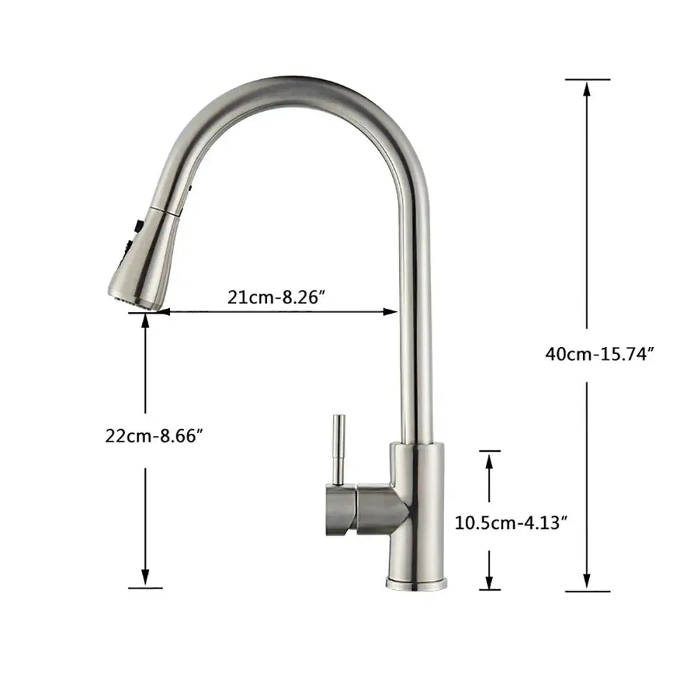 Brushed nickel kitchen faucet with flexible pull down sprayer
