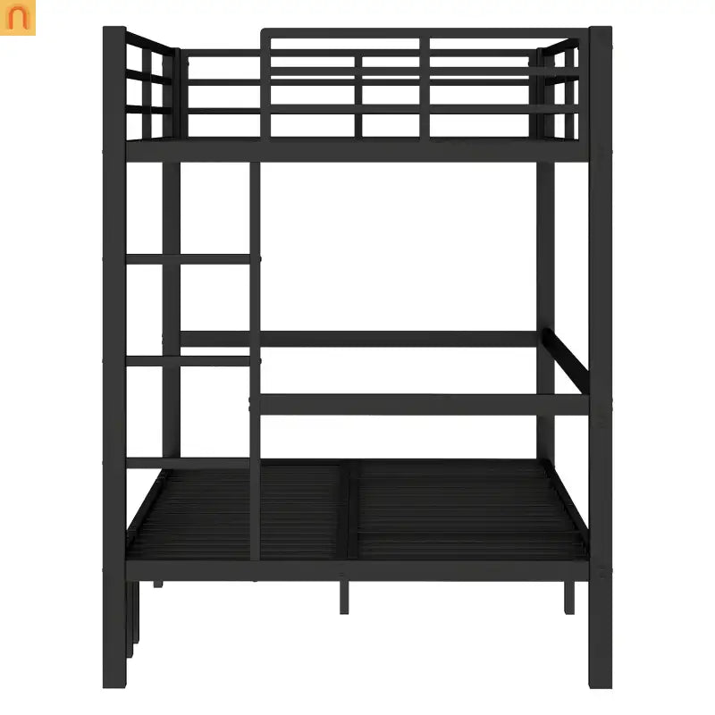 Bunk Bed Twin XL over Twin XL Metal Black Pull-Out Lower Bunk 3-Section