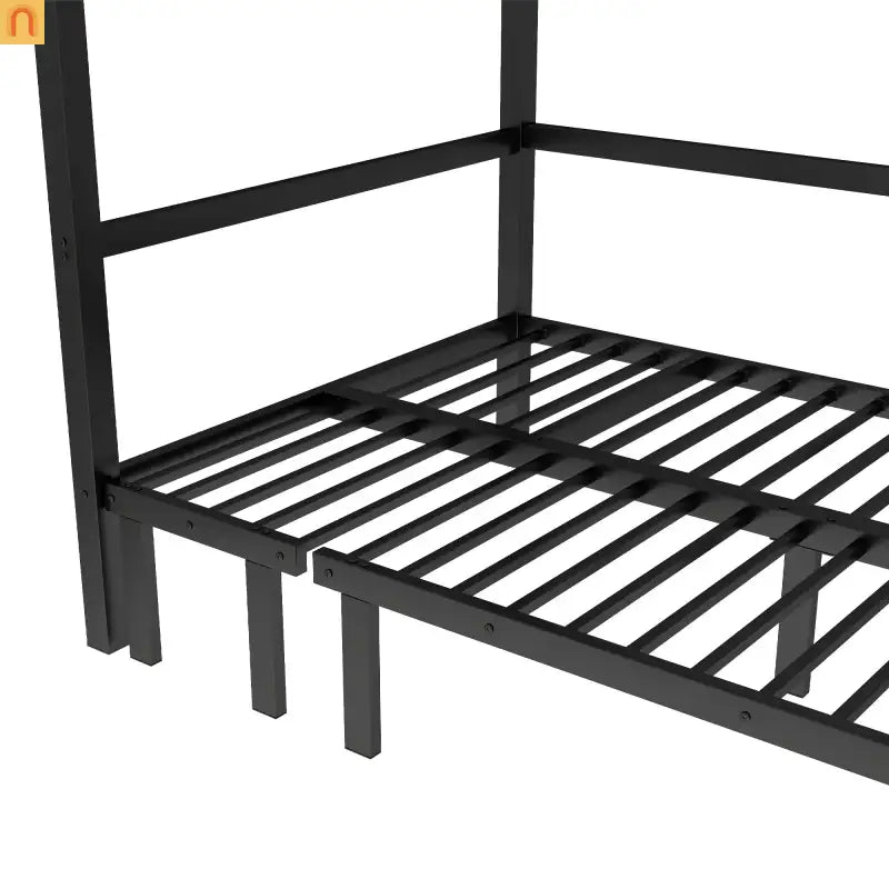 Bunk Bed Twin XL over Twin XL Metal Black Pull-Out Lower Bunk 3-Section