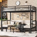 Bunk Bed Twin XL over Twin XL Metal Black Pull-Out Lower Bunk 3-Section