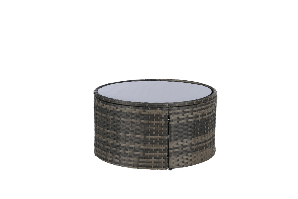Outdoor Sectional Set PE Rattan Beige Half Moon 11pc