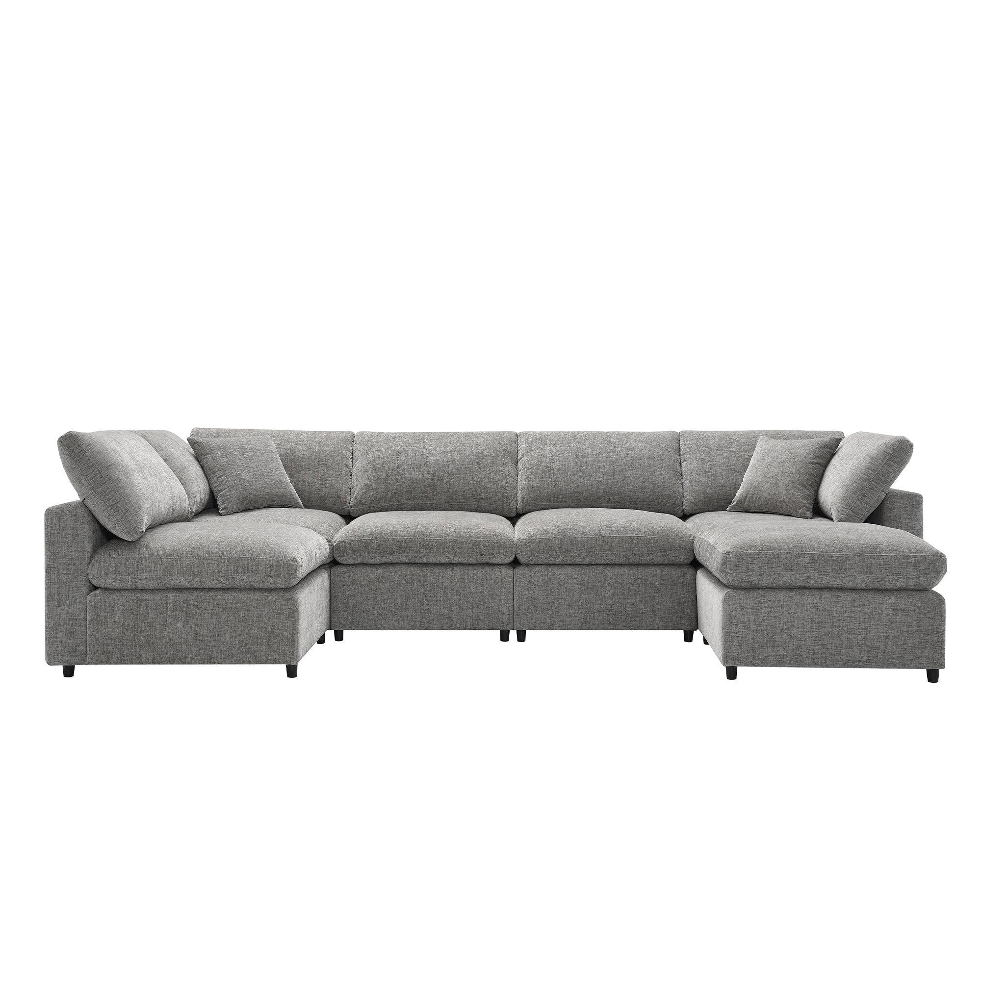 6-Seat U-Shape Modular Sofa with Ottoman, 130