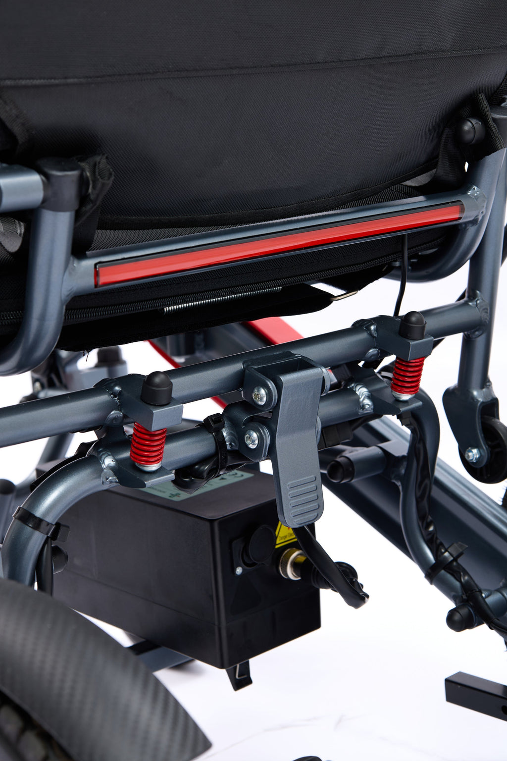 Wheelchair Electric Foldable Aluminum 300 LB 15 Mile Range Black Red