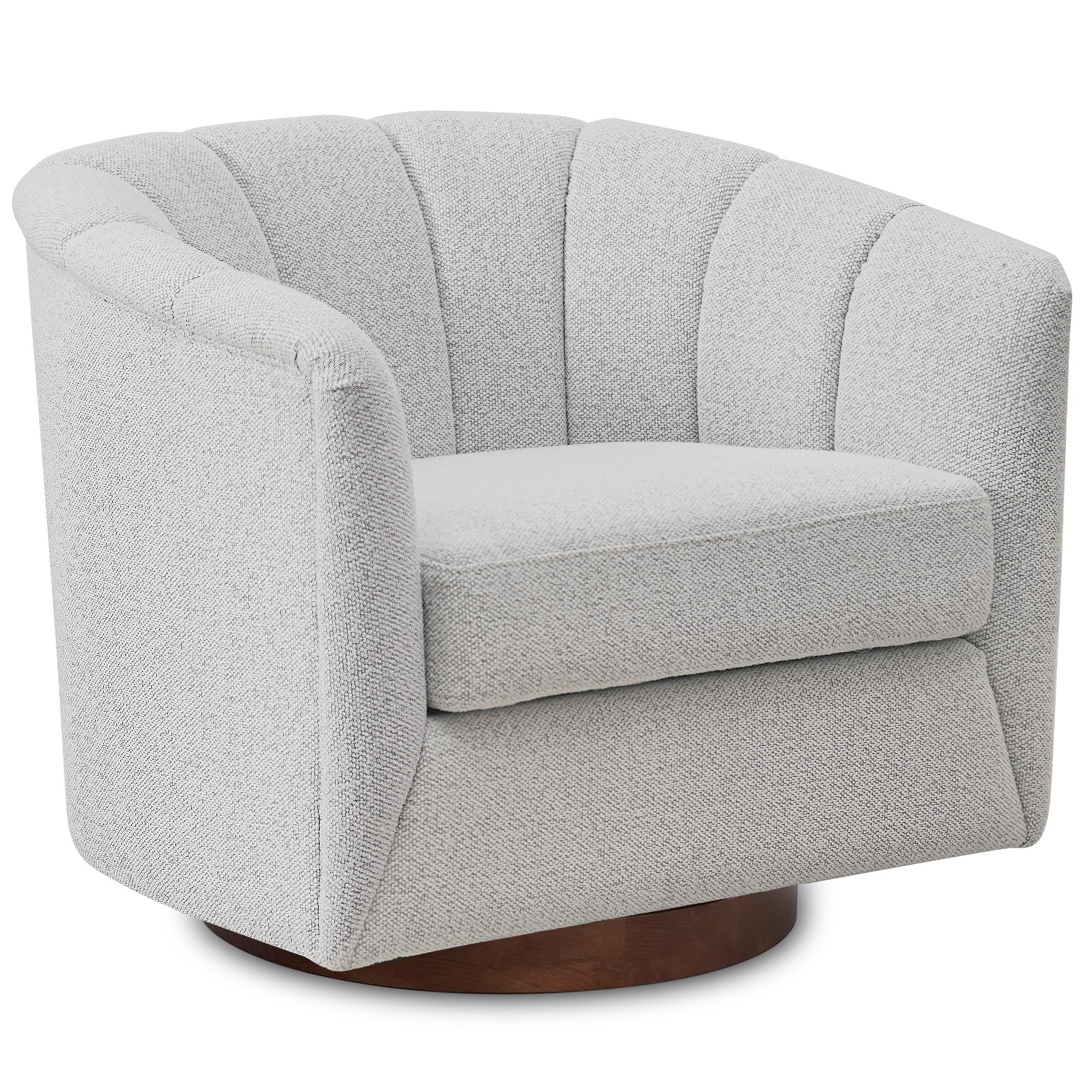 Accent Chair Swivel 360 Degree Ivory Curved Shelter Back 33x33x28 In 350 LB