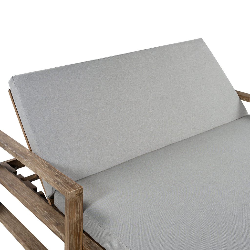 Outdoor Daybed Acacia Wood Farmhouse Gray with Wheels 2 Person