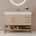 36' Modern Free-Standing Bathroom Vanity with Seamless Ceramic Sink & Sintere...