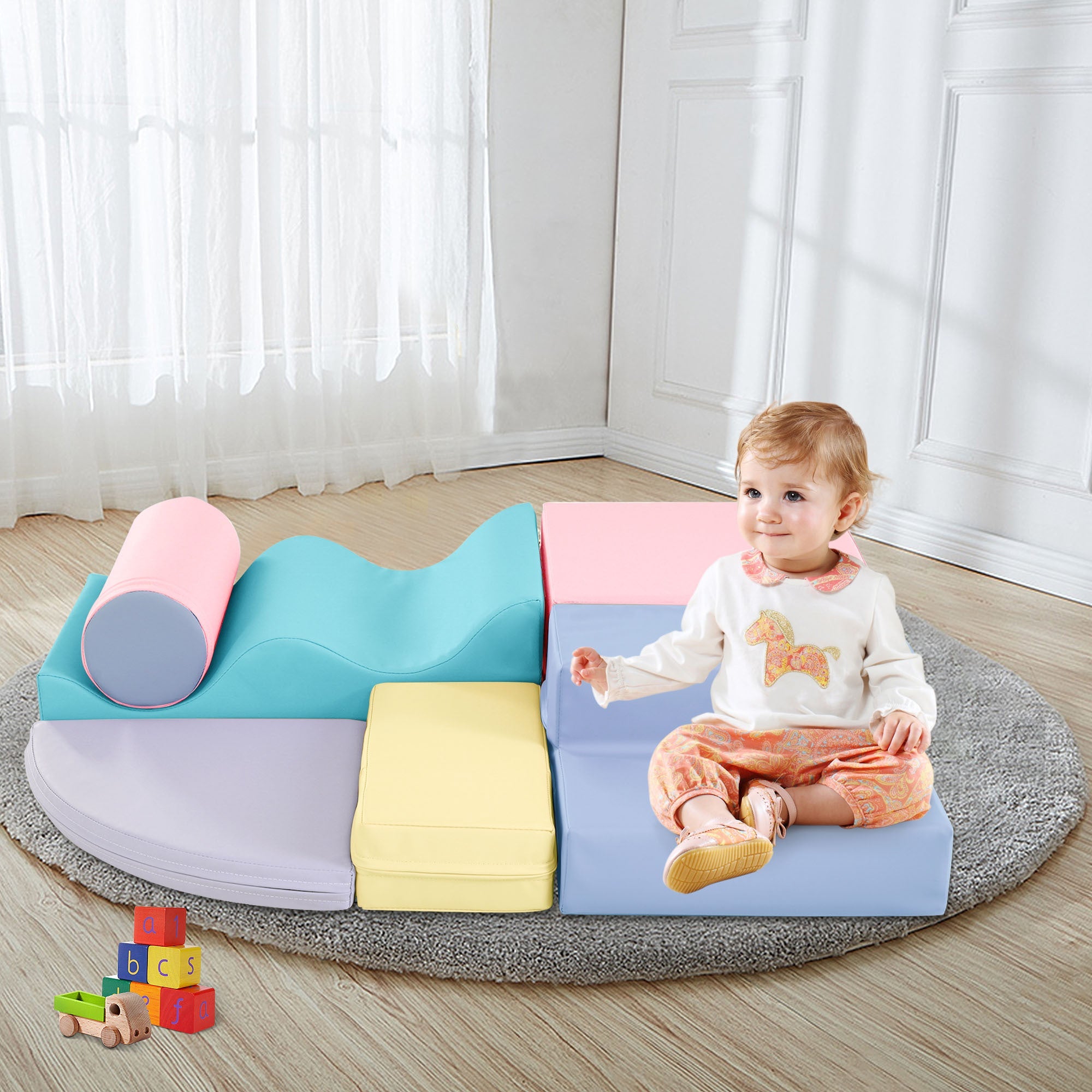 Soft Climb and Crawl Foam Playset 6 in 1, Soft Play Equipment Climb and Crawl Playground for Kids,Kids Crawling and Climbing Indoor Active Play Structure