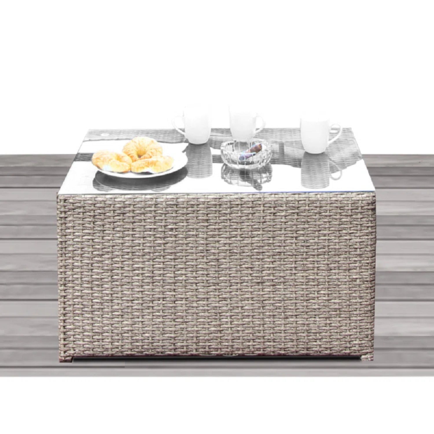 Outdoor Sofa Set HDPE Wicker Gray 8 Piece Aluminum Frame Seats 4