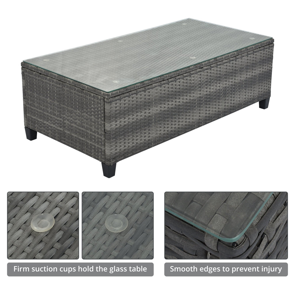 Outdoor Sectional Set PE Wicker Steel Gray Half Moon 8 Piece 250 LB