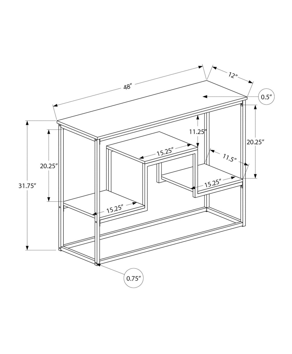 Accent Console Table For Entryway, Multi-Tier Design