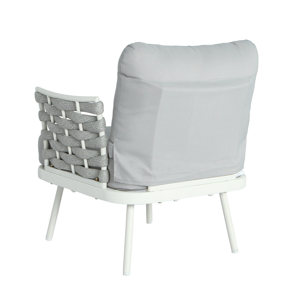 Outdoor Sofa Set Steel Rope Off White Gray Cushion 4 Piece Seats 4