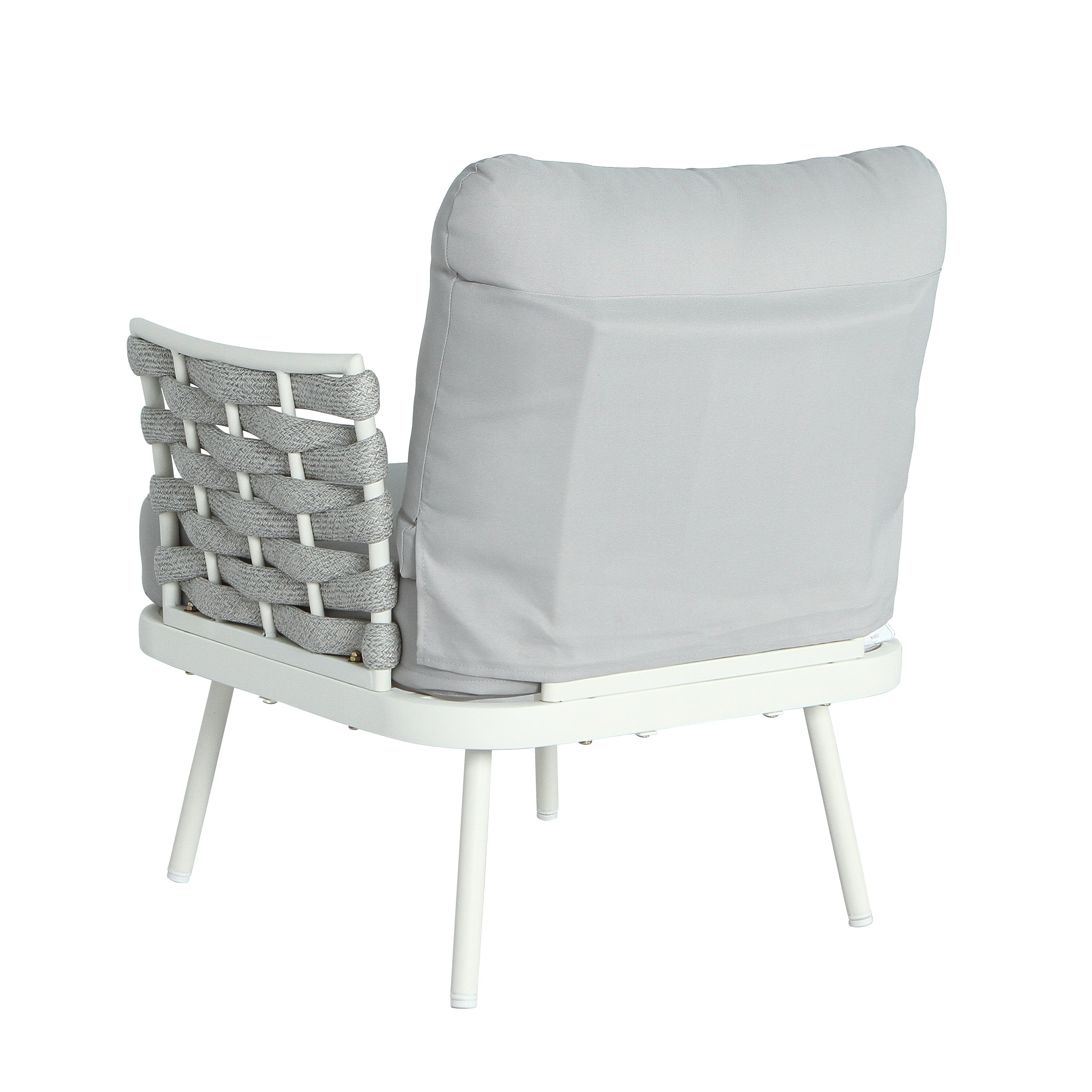 Outdoor Sofa Set Steel Rope Off White Gray Cushion 4 Piece Seats 4