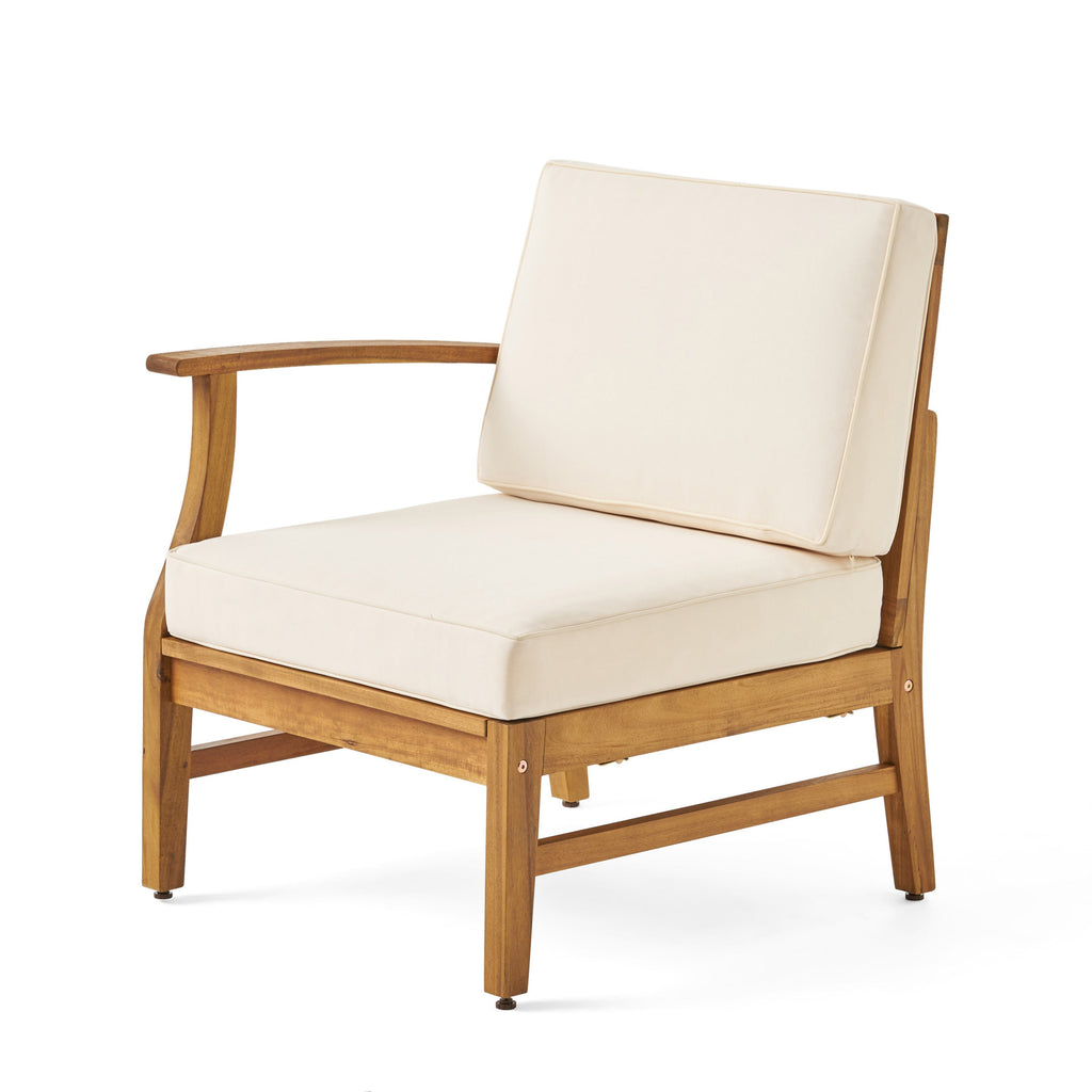 Outdoor Sectional Set Acacia Wood Cream 6 Piece Modular Seats 5
