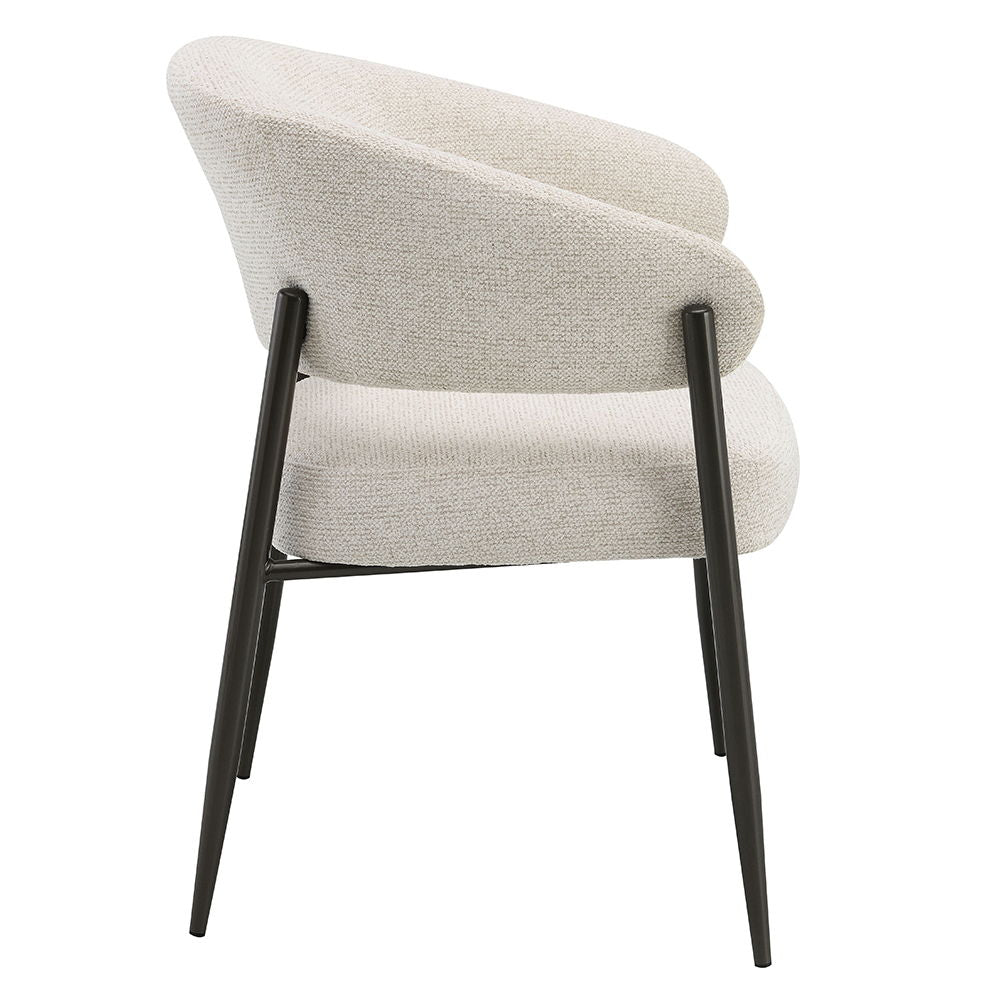Jirina - Chenille Arm Chair With Metal Legs (Set of 2) - Beige & Black