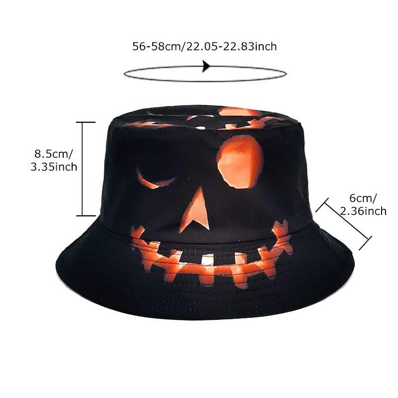 Halloween Pumpkin Fisherman Hat - Creative Cartoon Grimace Print