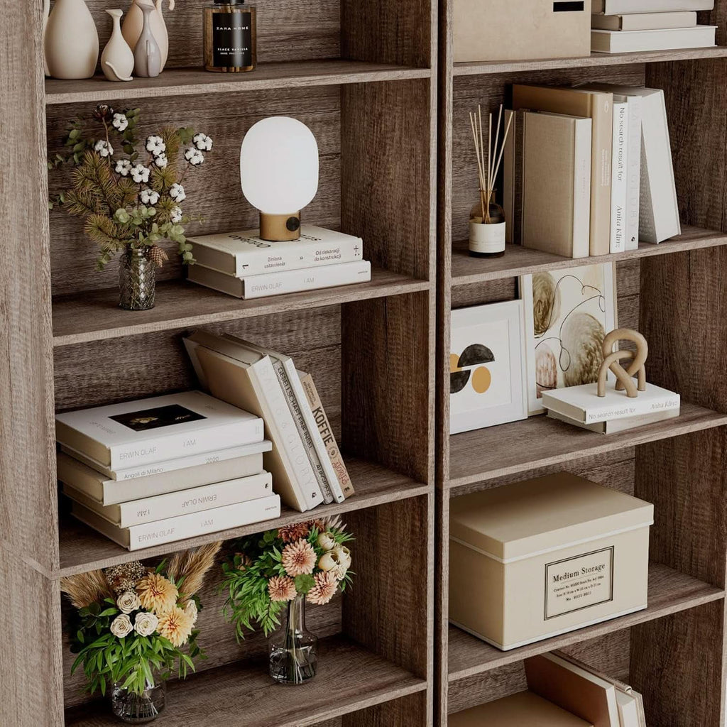 6 Tier Open Bookcase Gray Freestanding For Bedroom Space