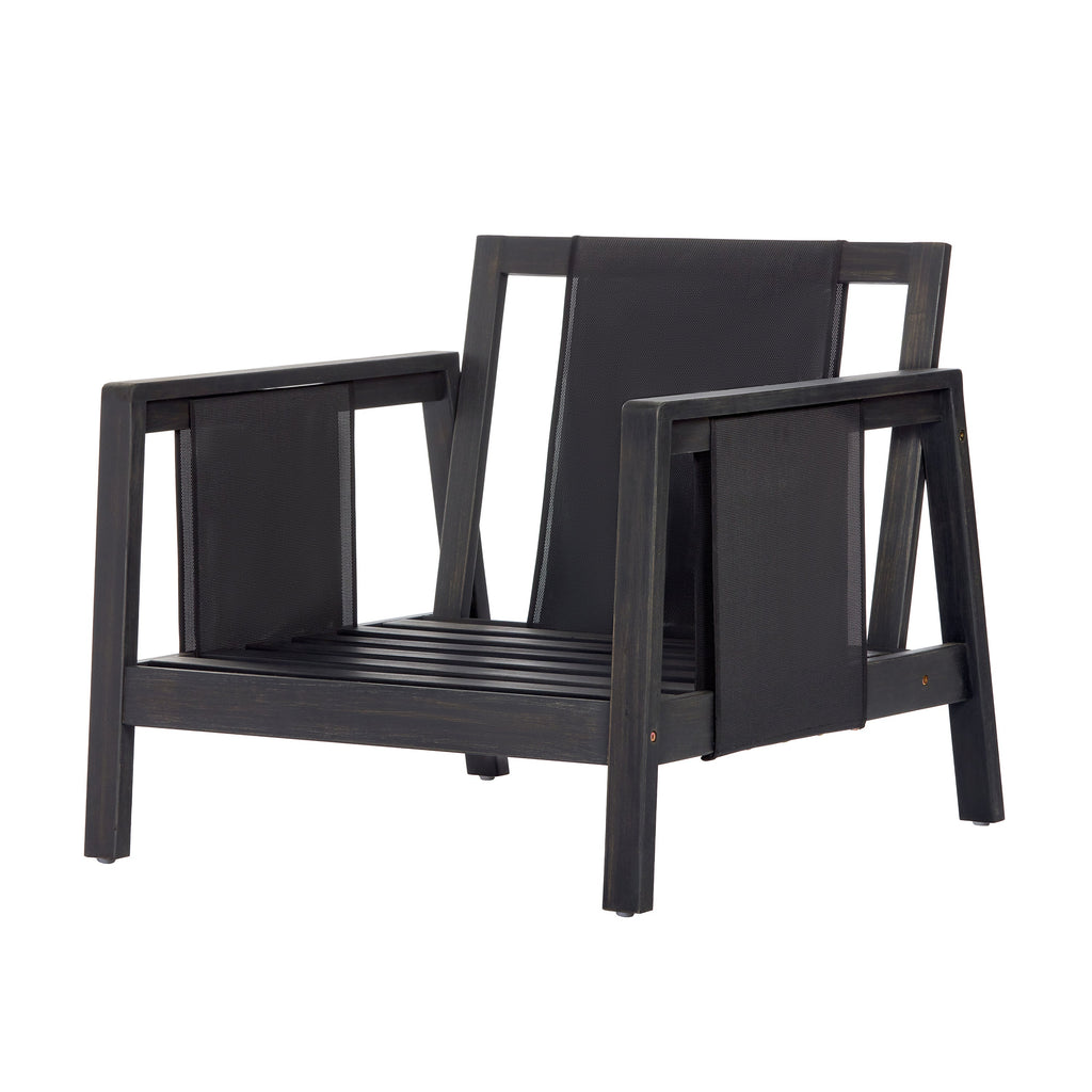 Outdoor Sofa Set Acacia Wood Textilene 4 Piece Gray White Seats 4