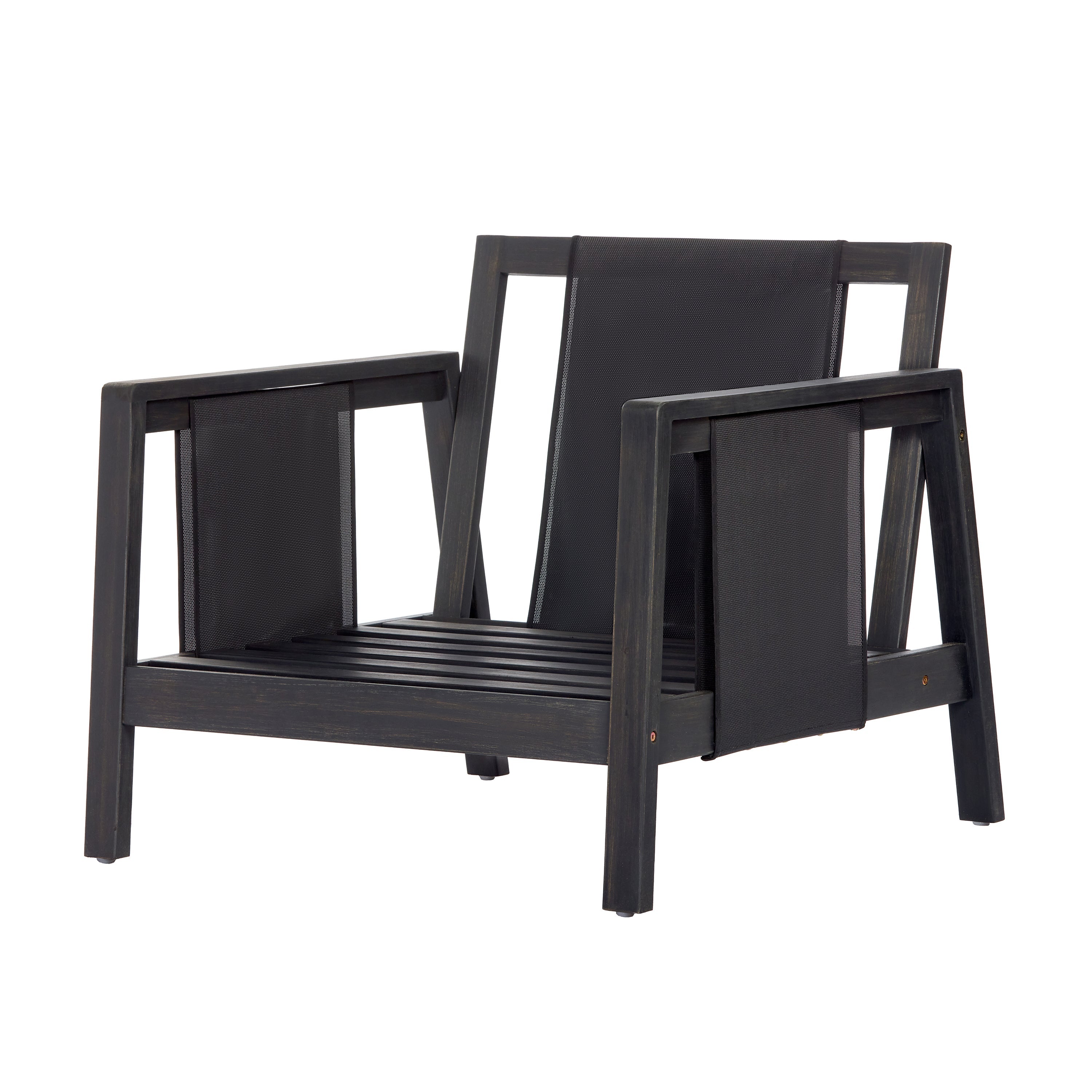 Outdoor Sofa Set Acacia Wood Textilene 4 Piece Gray White Seats 4