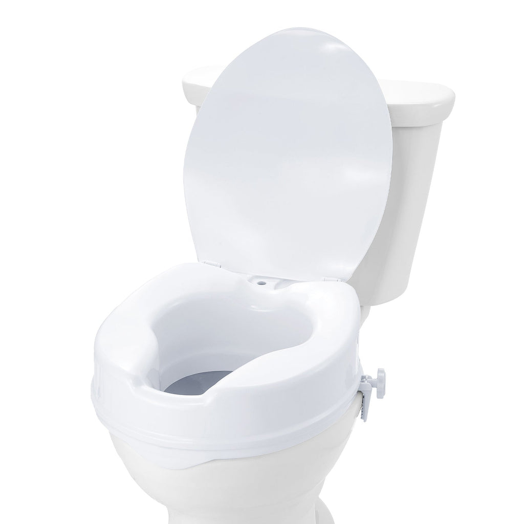 Raised Toilet Seat 4 In Height Polypropylene Universal Screw Lock 300 LB