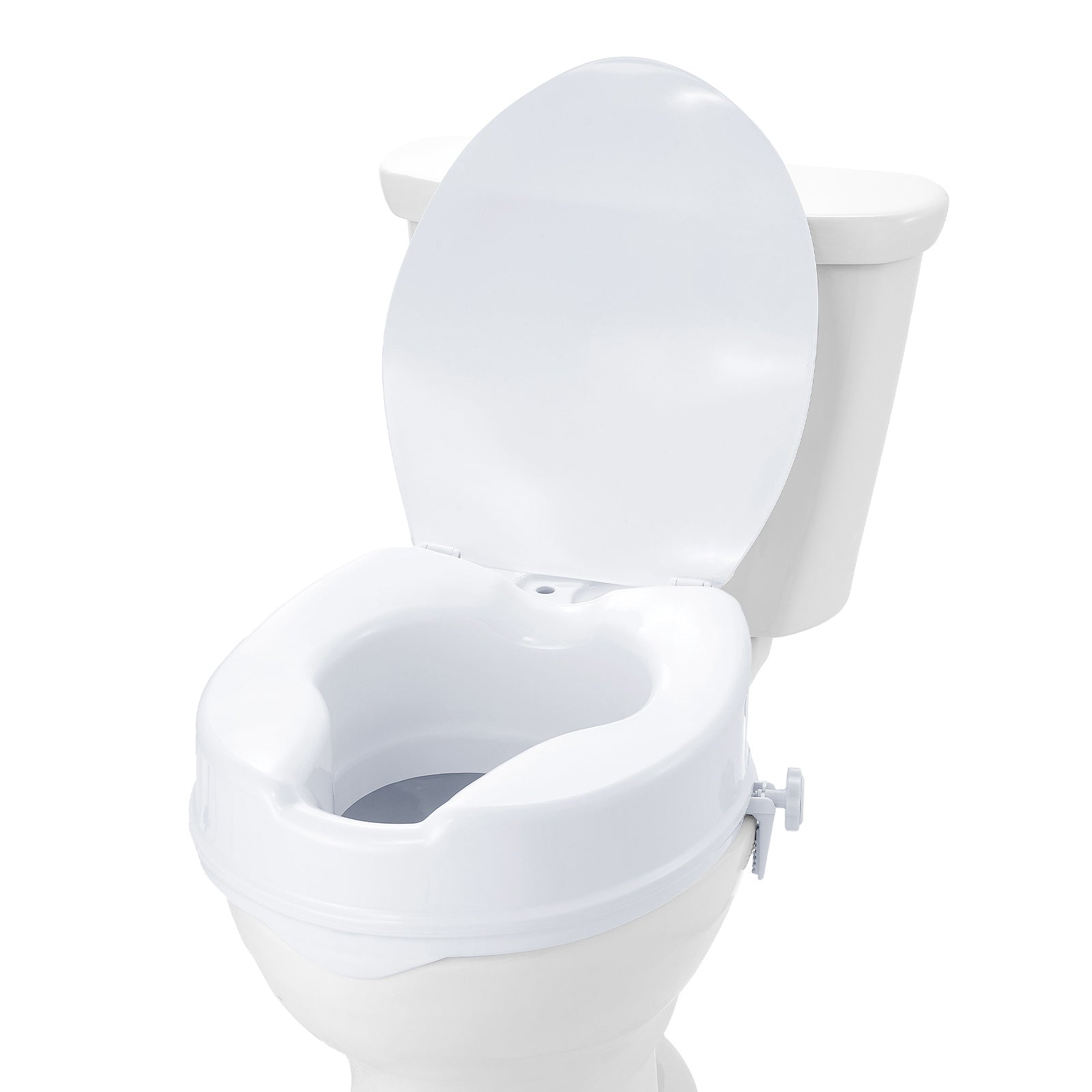 Raised Toilet Seat 4 In Height Polypropylene Universal Screw Lock 300 LB