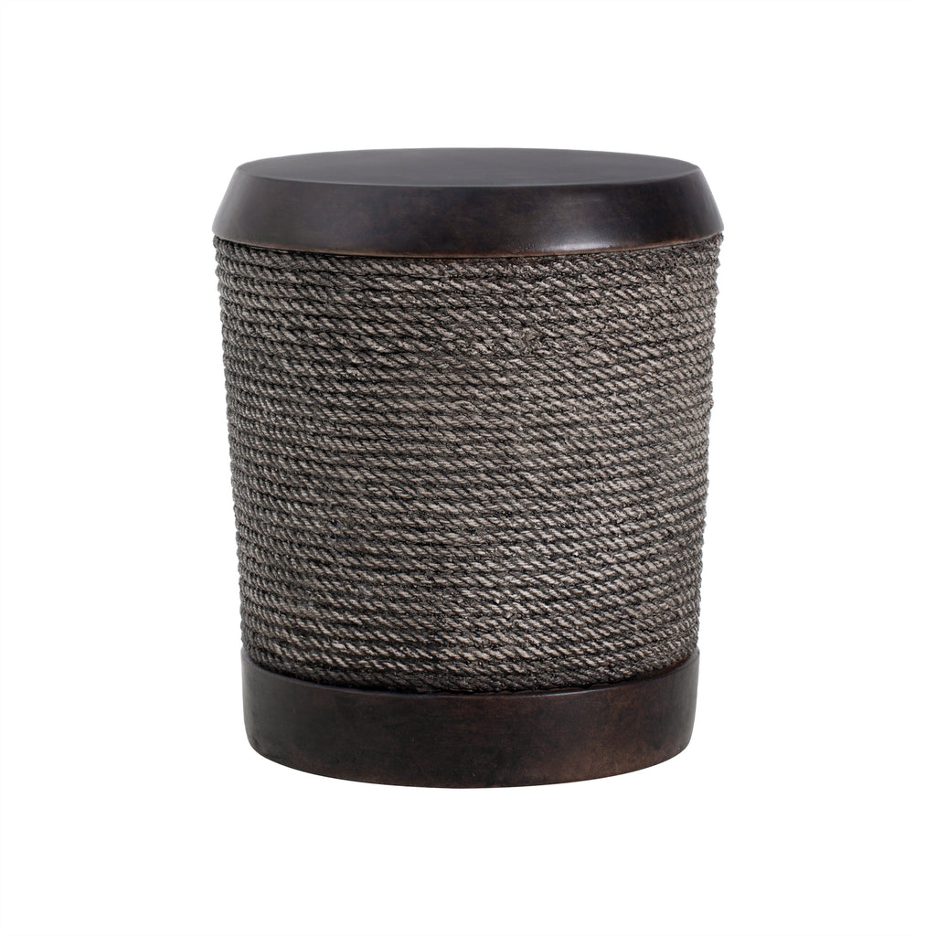 Outdoor Side Table MGO Braided Cord Cylinder Dark Brown 15.75x18in