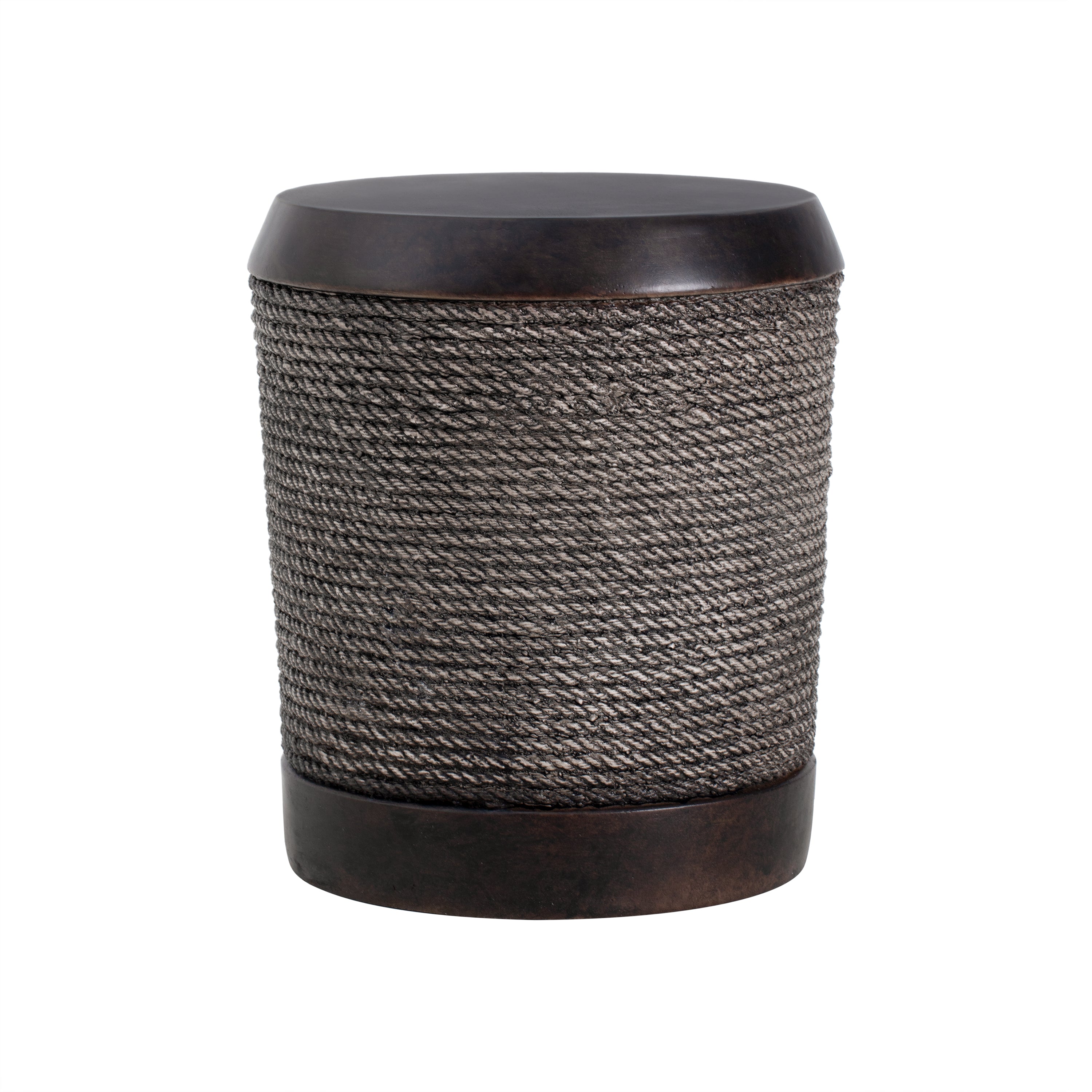 Outdoor Side Table MGO Braided Cord Cylinder Dark Brown 15.75x18in