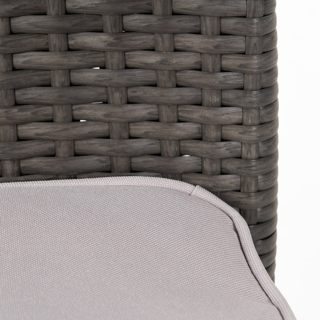 6 Pcs Outdoor Acacia Wood Dining Set with PE Rattan Stacking Chair, Grey