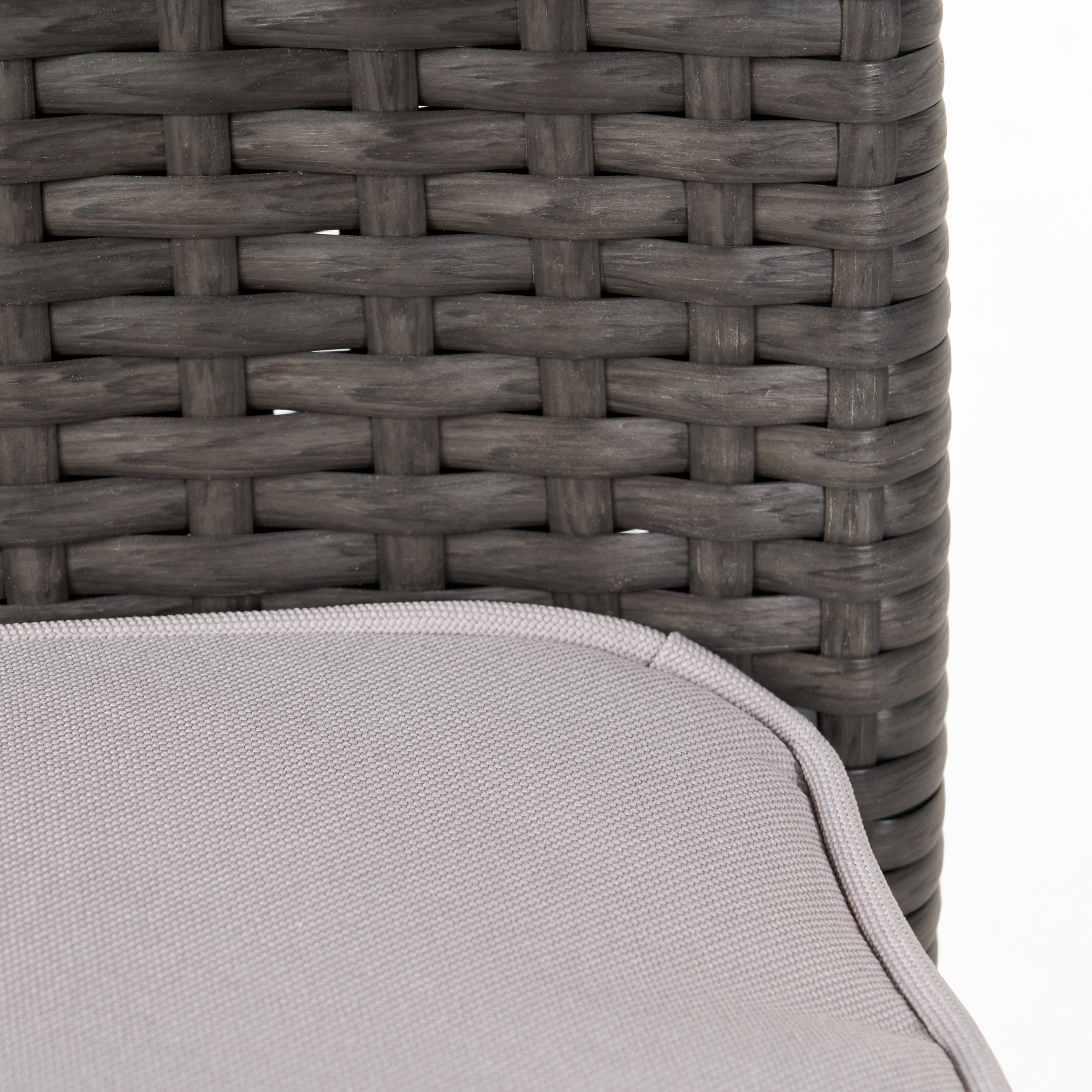6 Pcs Outdoor Acacia Wood Dining Set with PE Rattan Stacking Chair, Grey