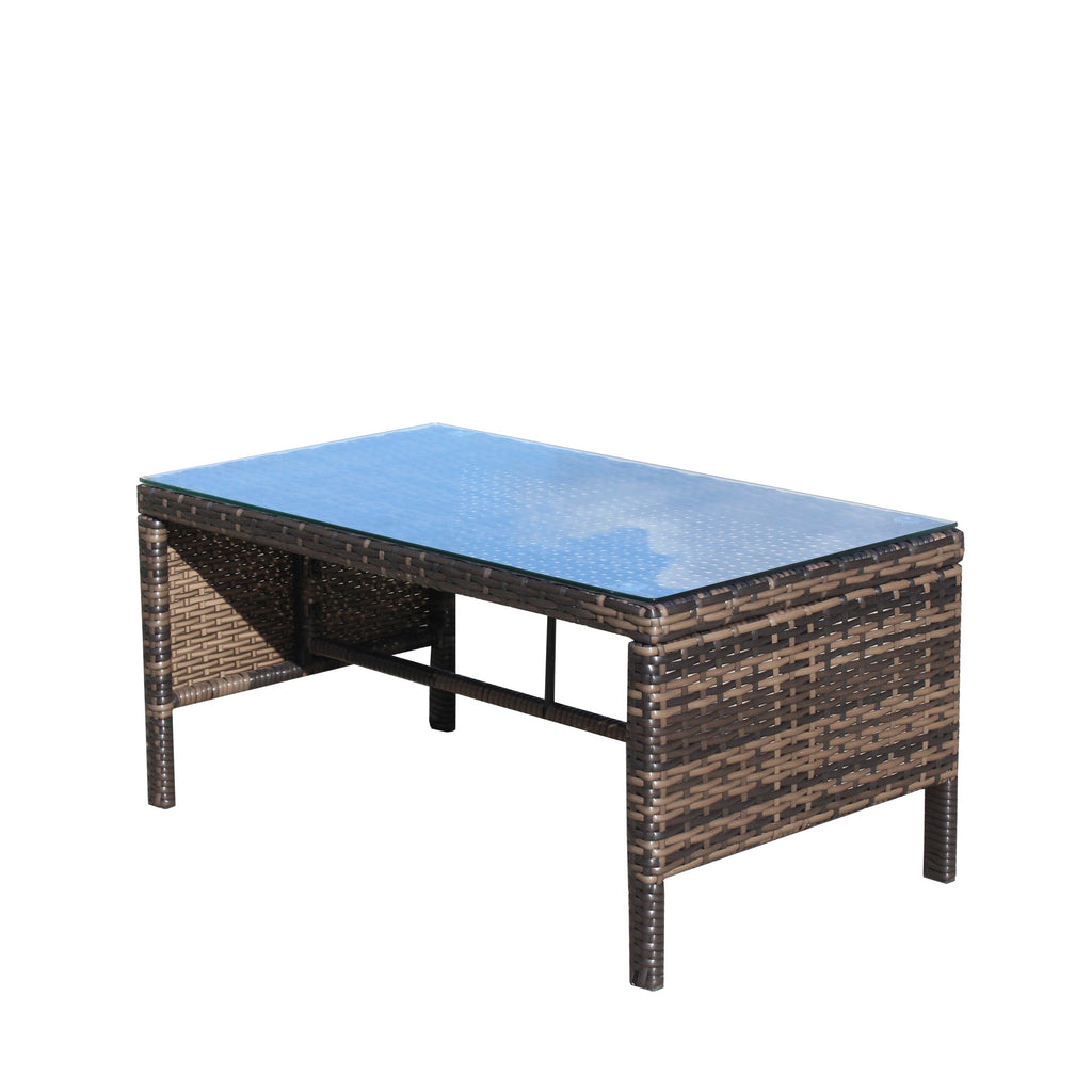 Outdoor Sectional Set PE Rattan Steel Brown Beige Cushion 3 Piece 560 LB
