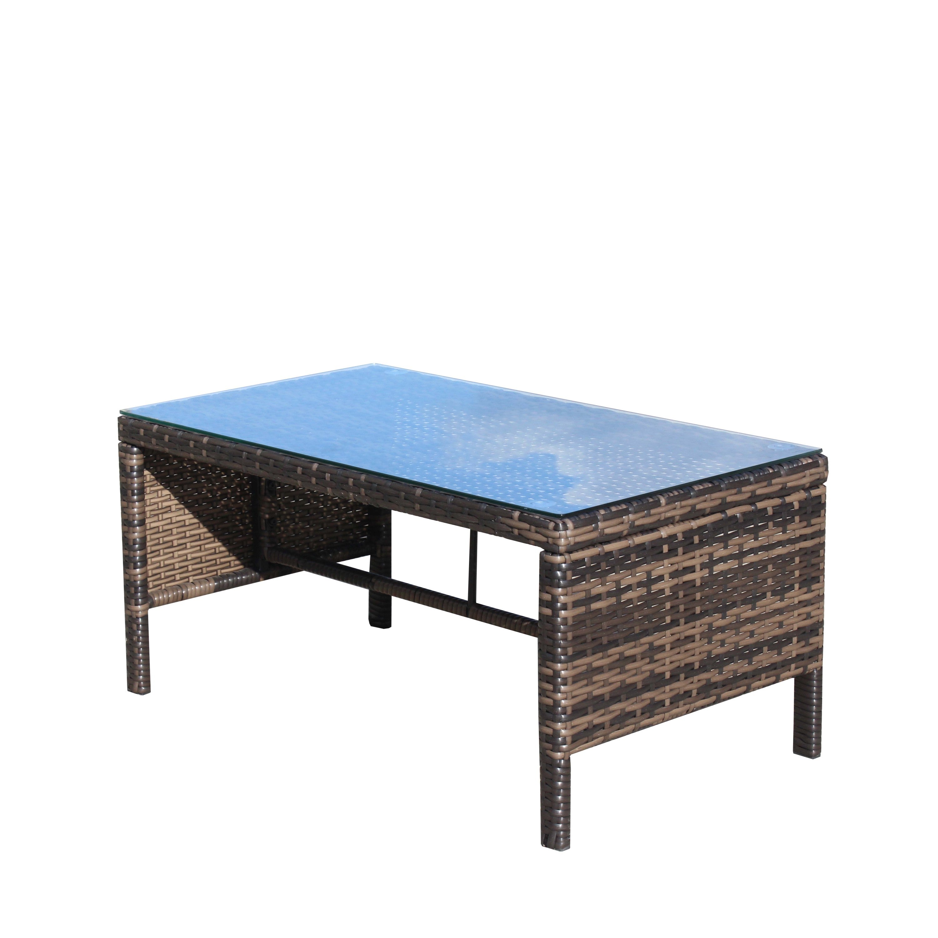 Outdoor Sectional Set PE Rattan Steel Brown Beige Cushion 3 Piece 560 LB