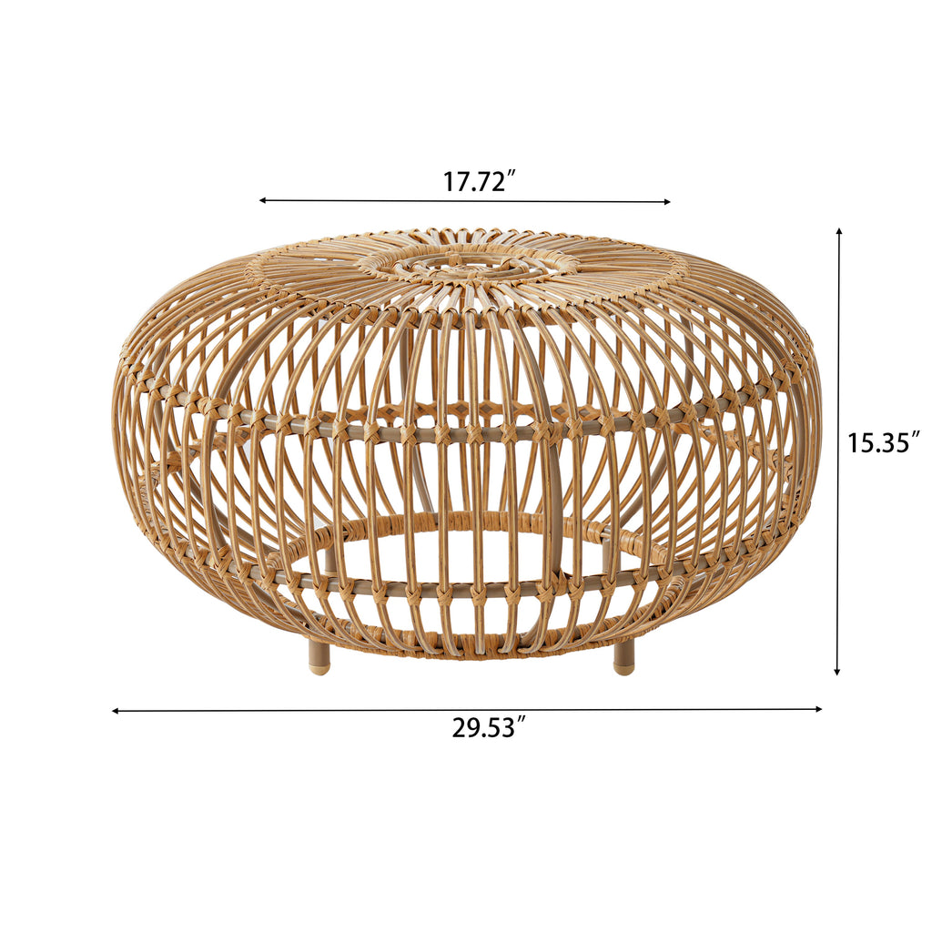 OTTAWA Coffee Table-Bohemian Faux Rattan Weave Accent Table for Indoor Outdoor