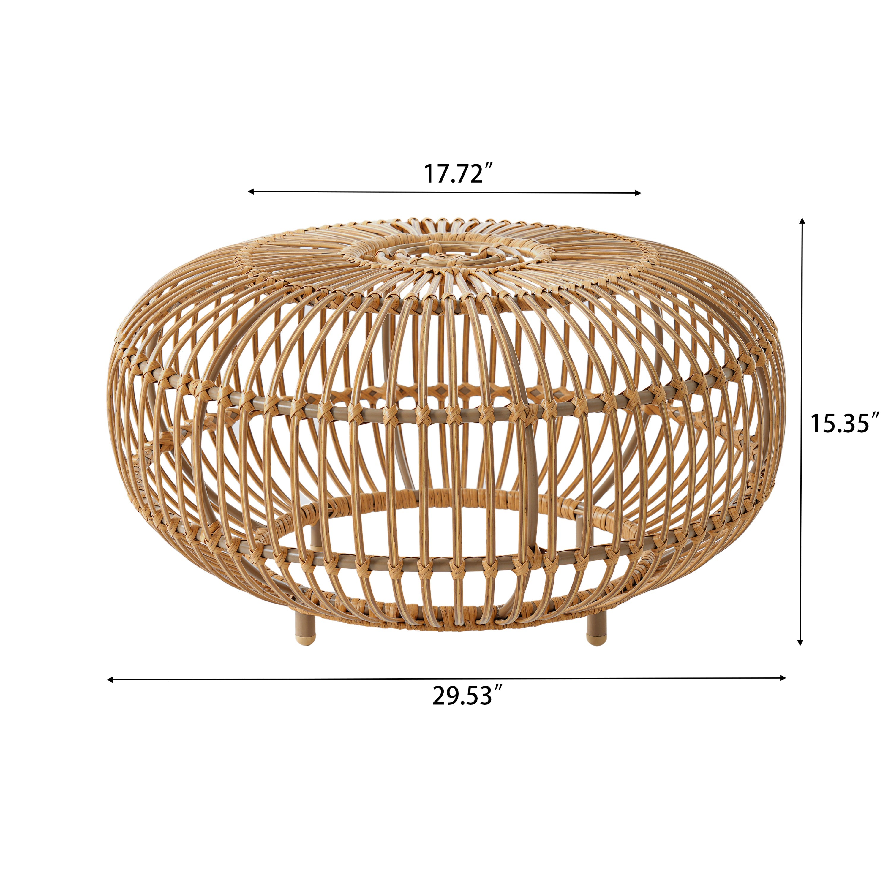 OTTAWA Coffee Table-Bohemian Faux Rattan Weave Accent Table for Indoor Outdoor