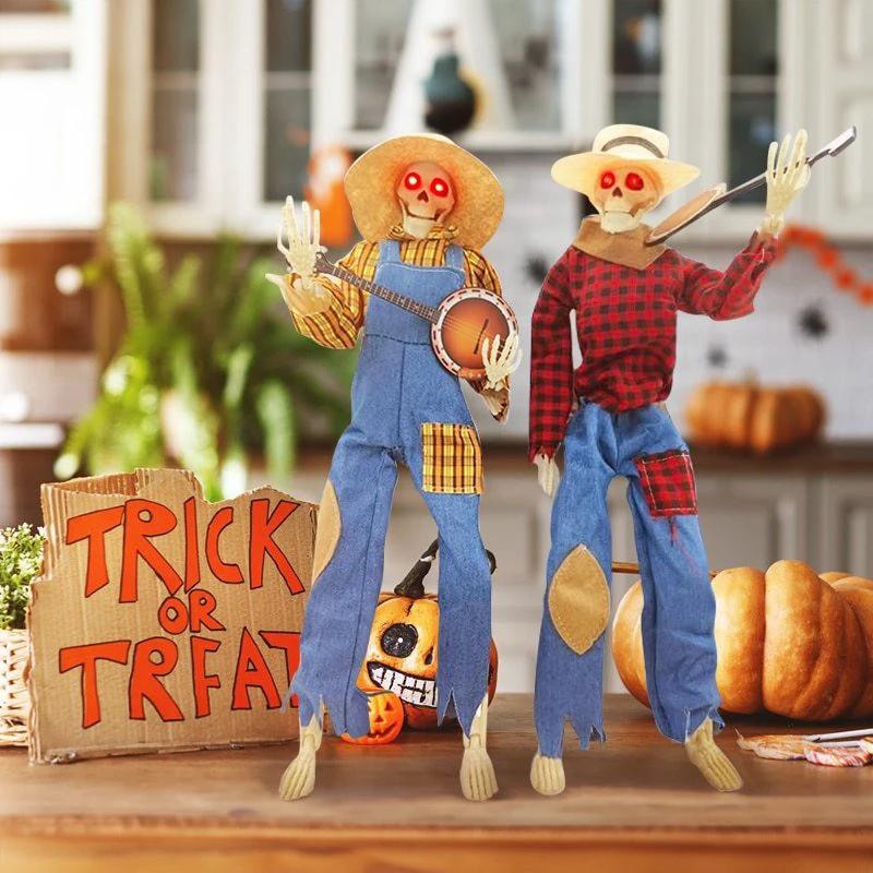 Light-Up Guitarist Skeleton: Spooky Halloween Decoration