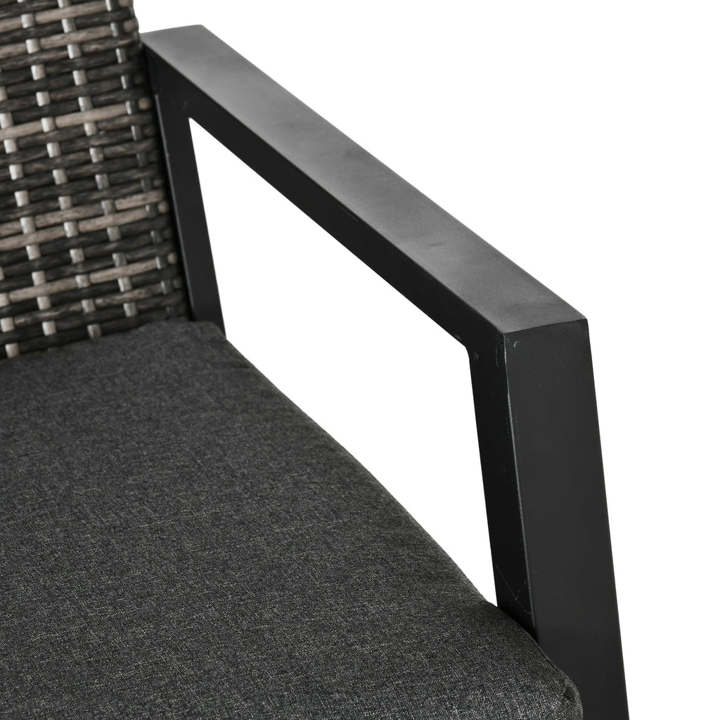 Outdoor Patio Set PE Wicker Black 4 Piece Loveseat Chairs