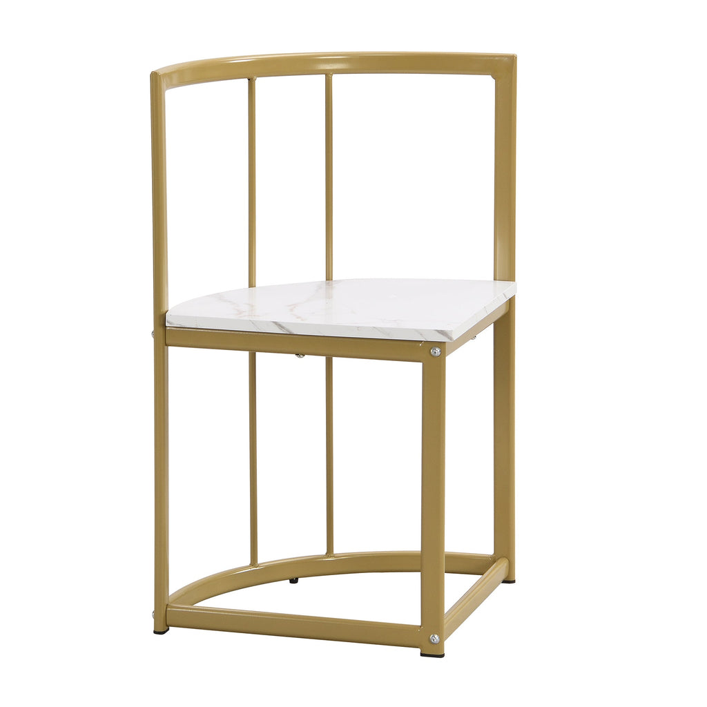 Modern 7-Piece Dining Table Set with Faux Marble Compact 55 In Kitchen Table Set for 6