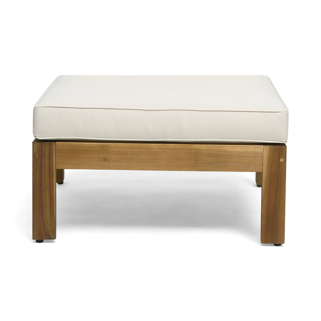 Outdoor Sectional Set Acacia Wood Beige 5 Piece L Shape Seats 4