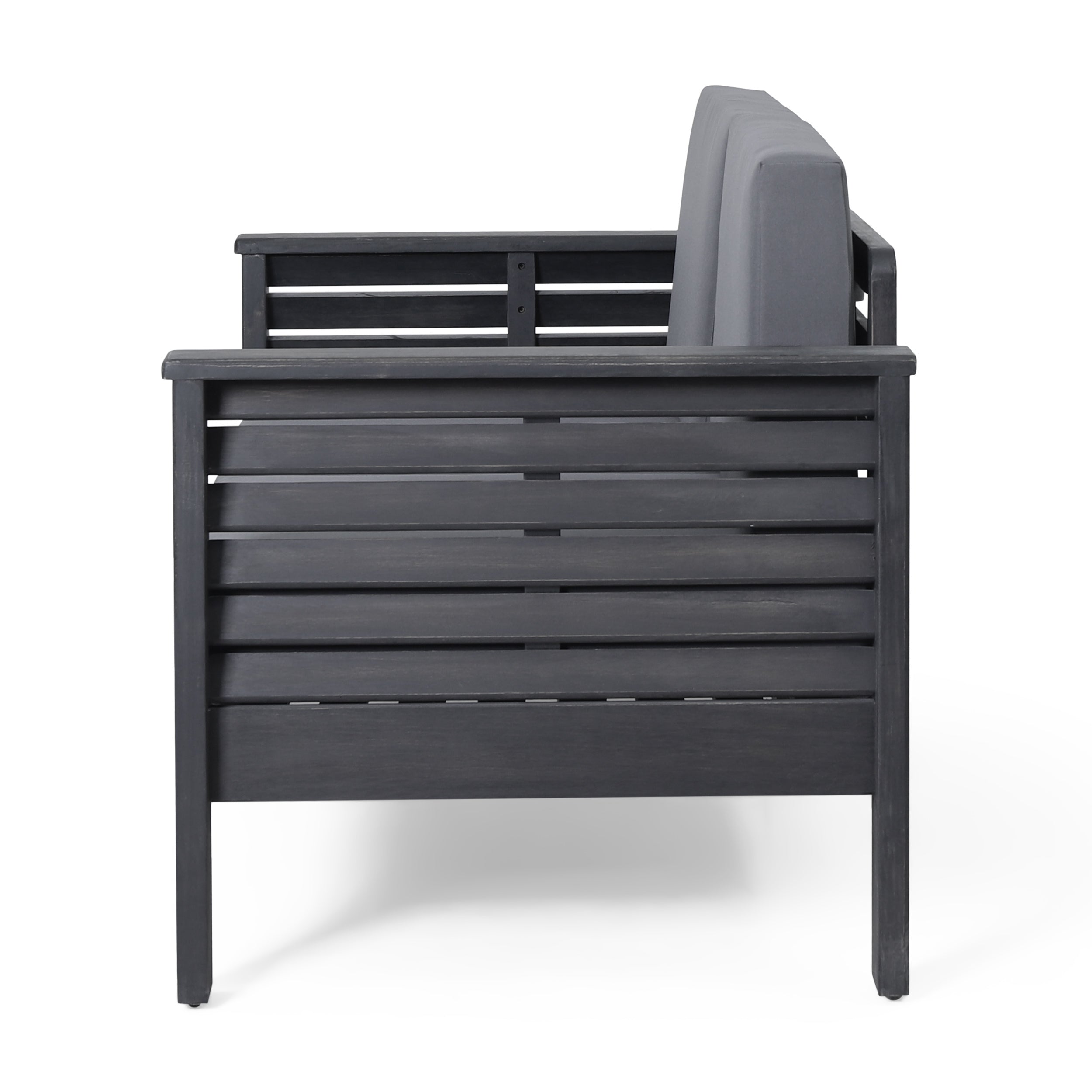 Outdoor Patio Set Acacia Wood Gray 2 Piece Loveseat Coffee Table Cushions