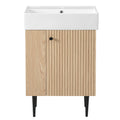 Modern Wood Bathroom Vanity with Ceramic Sink, Left Side Storage, 21.6' W x 1...